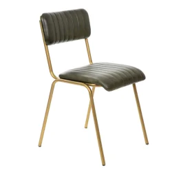 HOMLA Krzeslo Lumbar W Obiciu Ze Skory Bawolej Zielone 46X52X78 Cm