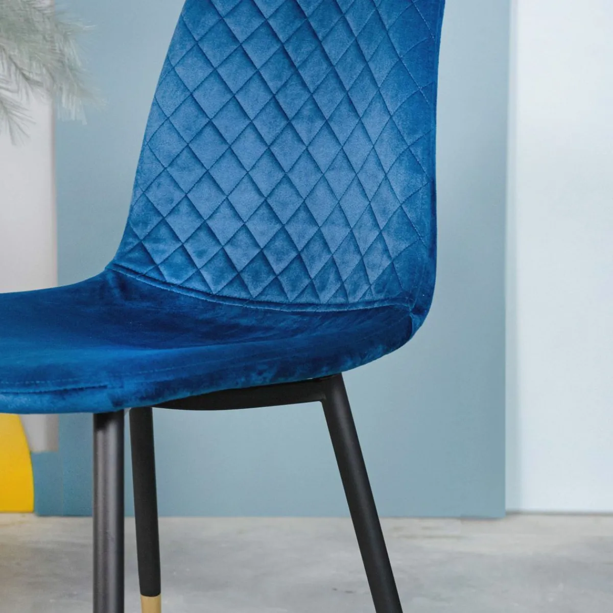 HOMLA Krzeslo Noir Welurowe Granatowe 44X52X85Cm