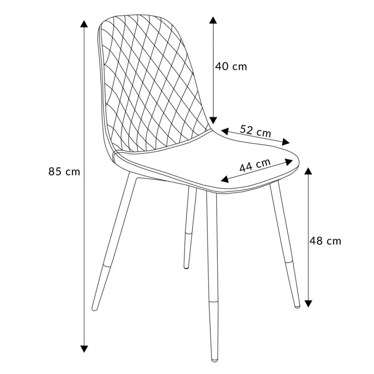 HOMLA Krzeslo Noir Welurowe Granatowe 44X52X85Cm
