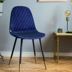 HOMLA Krzeslo Noir Welurowe Granatowe 44X52X85Cm