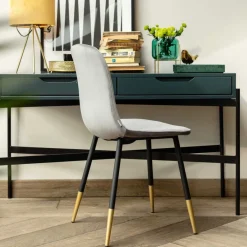 HOMLA Krzeslo Noir Welurowe Szare 44X52X85Cm