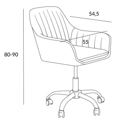 HOMLA Krzeslo Obrotowe Szare Welurowe Teill 55X54,5X80-90Cm