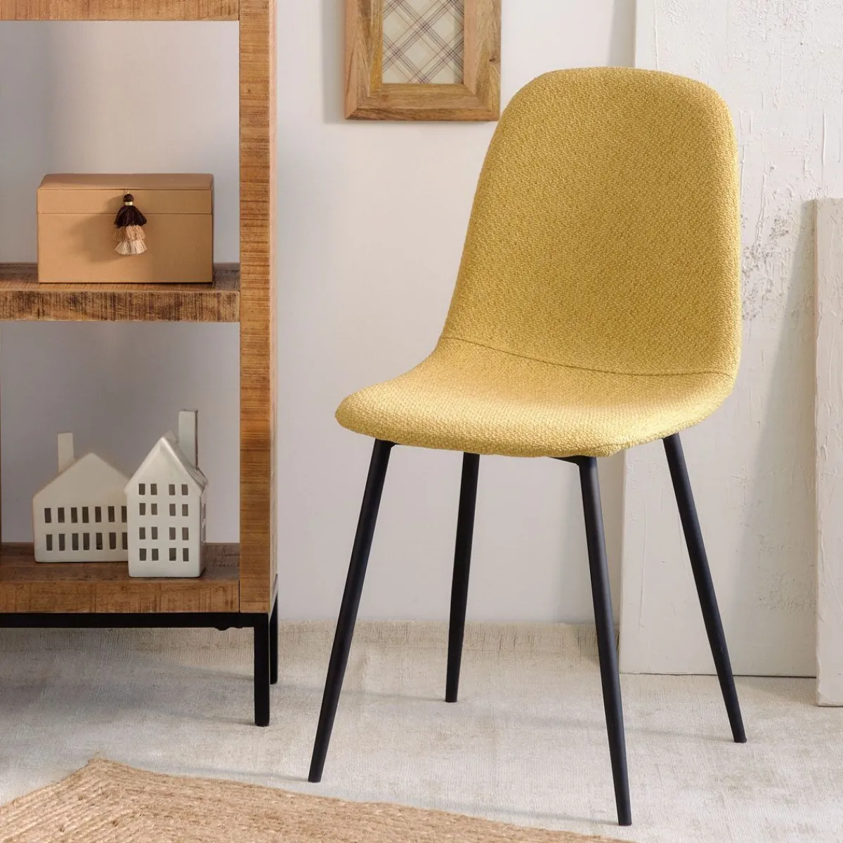 HOMLA Krzeslo Slank W Tkaninie Musztardowe 44X52X85Cm