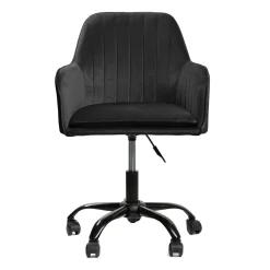 HOMLA Krzeslo Teill Welurowe Obrotowe Czarne 55,5X54,5X80-90Cm