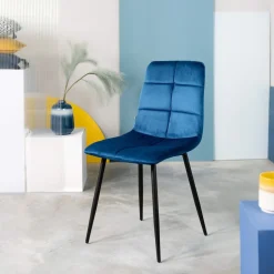 HOMLA Krzeslo Triss Welurowe Granatowe 44X57X88 Cm