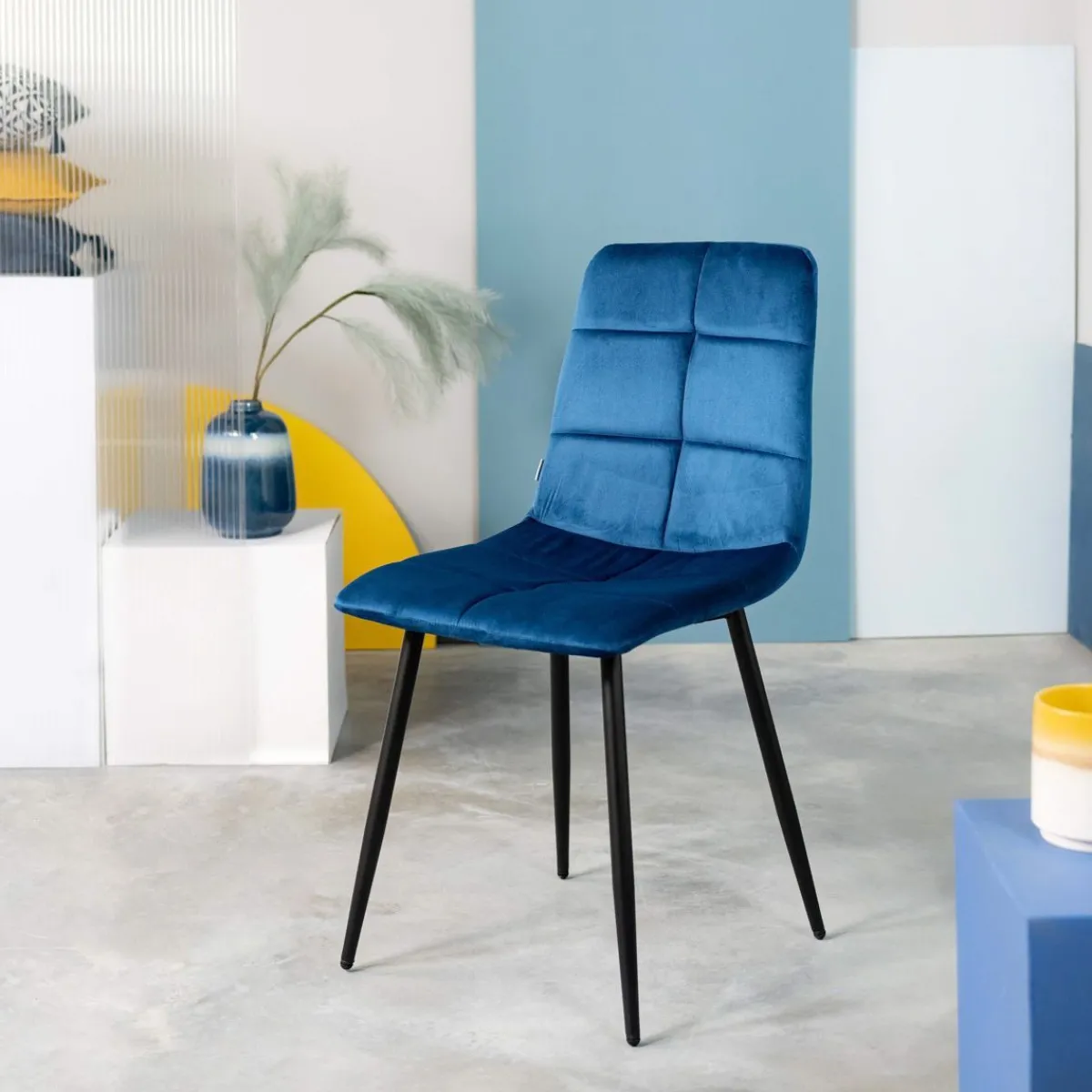 HOMLA Krzeslo Triss Welurowe Granatowe 44X57X88 Cm