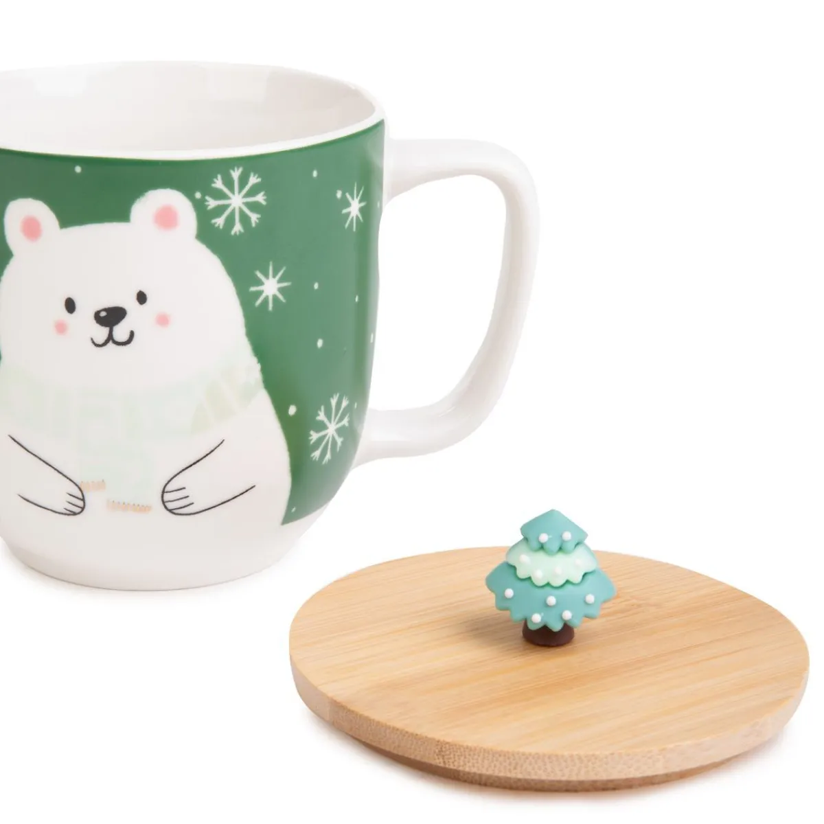 HOMLA Kubek Moldy Z Misiem I Ozdobna Pokrywka 0,3 L