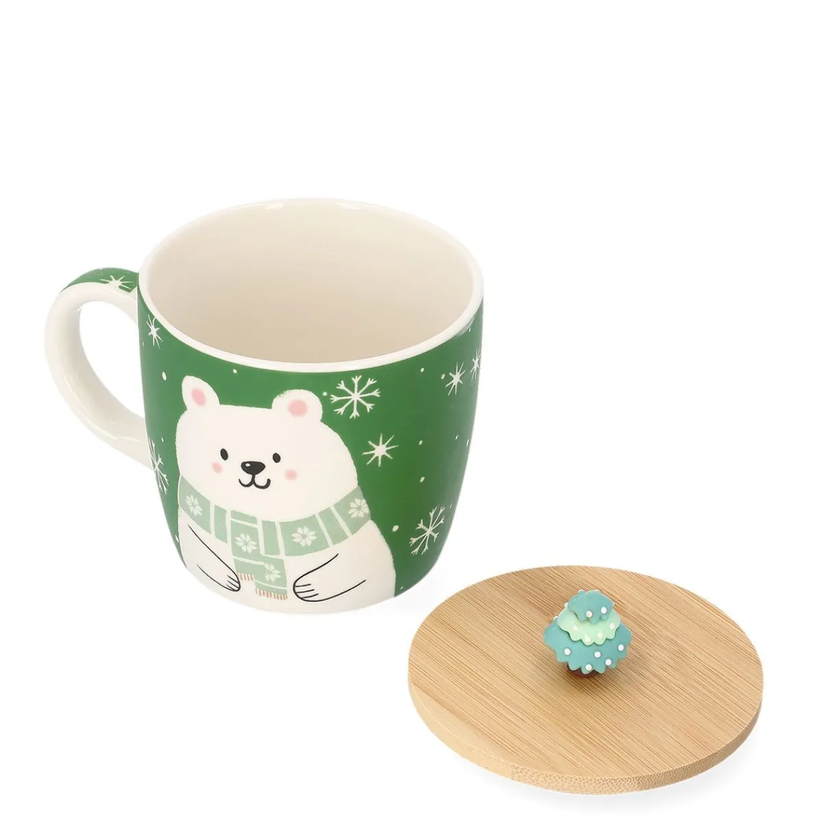 HOMLA Kubek Moldy Z Misiem I Ozdobna Pokrywka 0,3 L