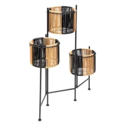 HOMLA Kwietnik Floero Z Plecionka Bezowo-Czarny 67X23X70 Cm