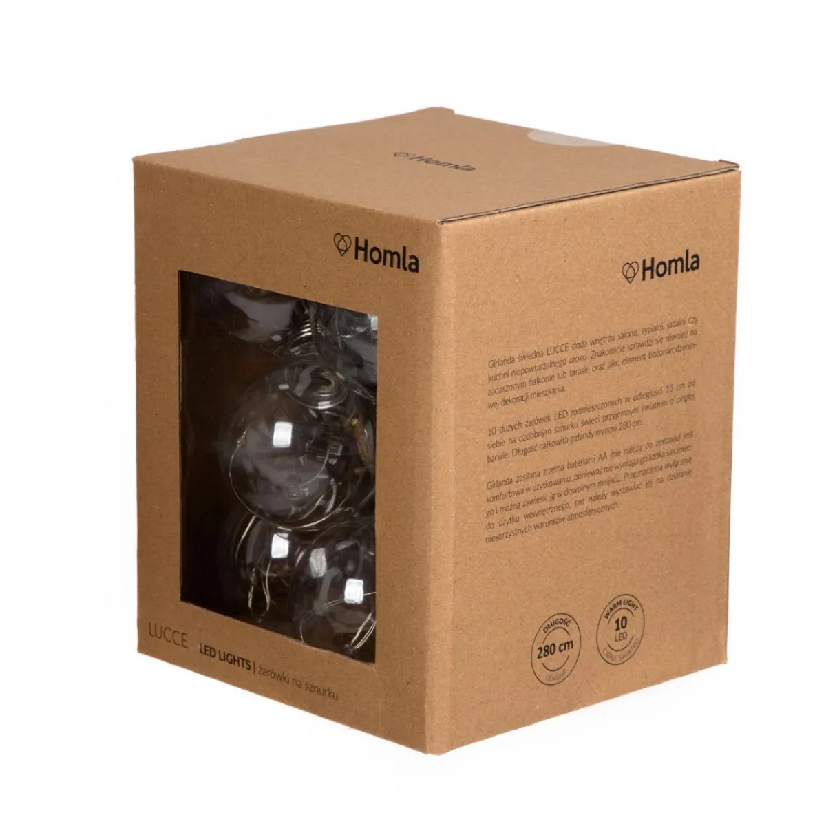 HOMLA Lancuch Led Lucce Zarowki Na Sznurku 280 Cm