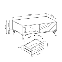 HOMLA Lawa Diamond! Z Dekorem Dab Evoke 103,5X39,7X68 Cm
