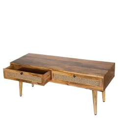 HOMLA Lawa Natte Drewniana Lite Drewno Mango Z Rattanem 120X45X45