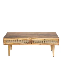 HOMLA Lawa Natte Drewniana Lite Drewno Mango Z Rattanem 120X45X45