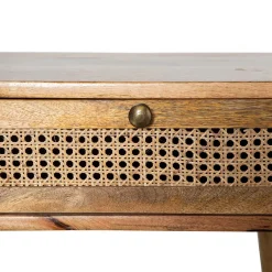 HOMLA Lawa Natte Drewniana Lite Drewno Mango Z Rattanem 120X45X45