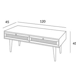HOMLA Lawa Natte Drewniana Lite Drewno Mango Z Rattanem 120X45X45