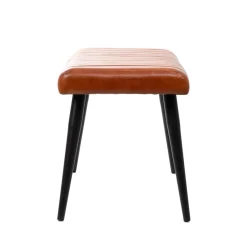 HOMLA Lawka Brizo W Obiciu Ze Skory Bawolej Brazowe 90X37X45 Cm