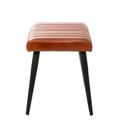 HOMLA Lawka Brizo W Obiciu Ze Skory Bawolej Brazowe 45X37X45 Cm