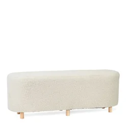 HOMLA Lawka Elsa Bezowa W Tkaninie Teddy 120X40X44 Cm