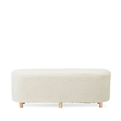 HOMLA Lawka Elsa Bezowa W Tkaninie Teddy 120X40X44 Cm