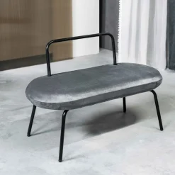 HOMLA Lawka Ina Welurowa Szara 95X45X61 Cm