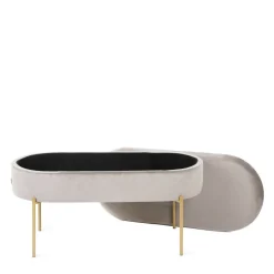 HOMLA Lawka Layla Welurowa Bezowa Ze Schowkiem 91,5X41X46.5 Cm