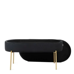 HOMLA Lawka Layla Welurowa Czarna Ze Schowkiem 91,5X41X46.5 Cm