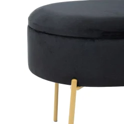 HOMLA Lawka Layla Welurowa Czarna Ze Schowkiem 91,5X41X46.5 Cm