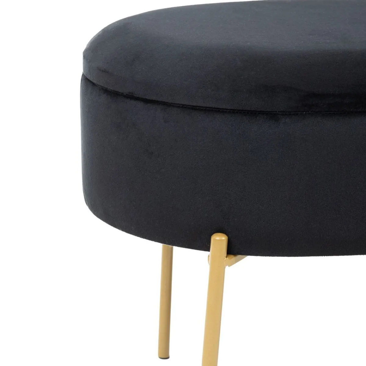 HOMLA Lawka Layla Welurowa Czarna Ze Schowkiem 91,5X41X46.5 Cm