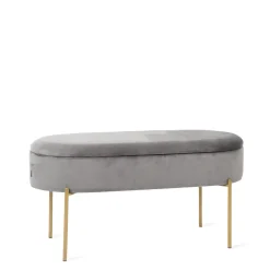 HOMLA Lawka Layla Welurowa Szara Ze Schowkiem 91,5X41X46.5 Cm