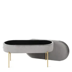 HOMLA Lawka Layla Welurowa Szara Ze Schowkiem 91,5X41X46.5 Cm