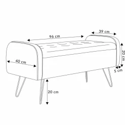 HOMLA Lawka Venlo Welurowa Czarna 100X39X45Cm
