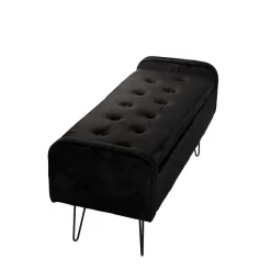 HOMLA Lawka Venlo Welurowa Czarna 100X39X45Cm