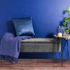 HOMLA Lawka Venlo Welurowa Szara 100X39X45Cm