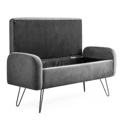 HOMLA Lawka Venlo Welurowa Szara 100X39X45Cm