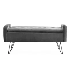 HOMLA Lawka Venlo Welurowa Szara 100X39X45Cm