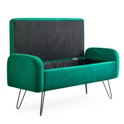 HOMLA Lawka Venlo Welurowa Zielona 100X39X45Cm