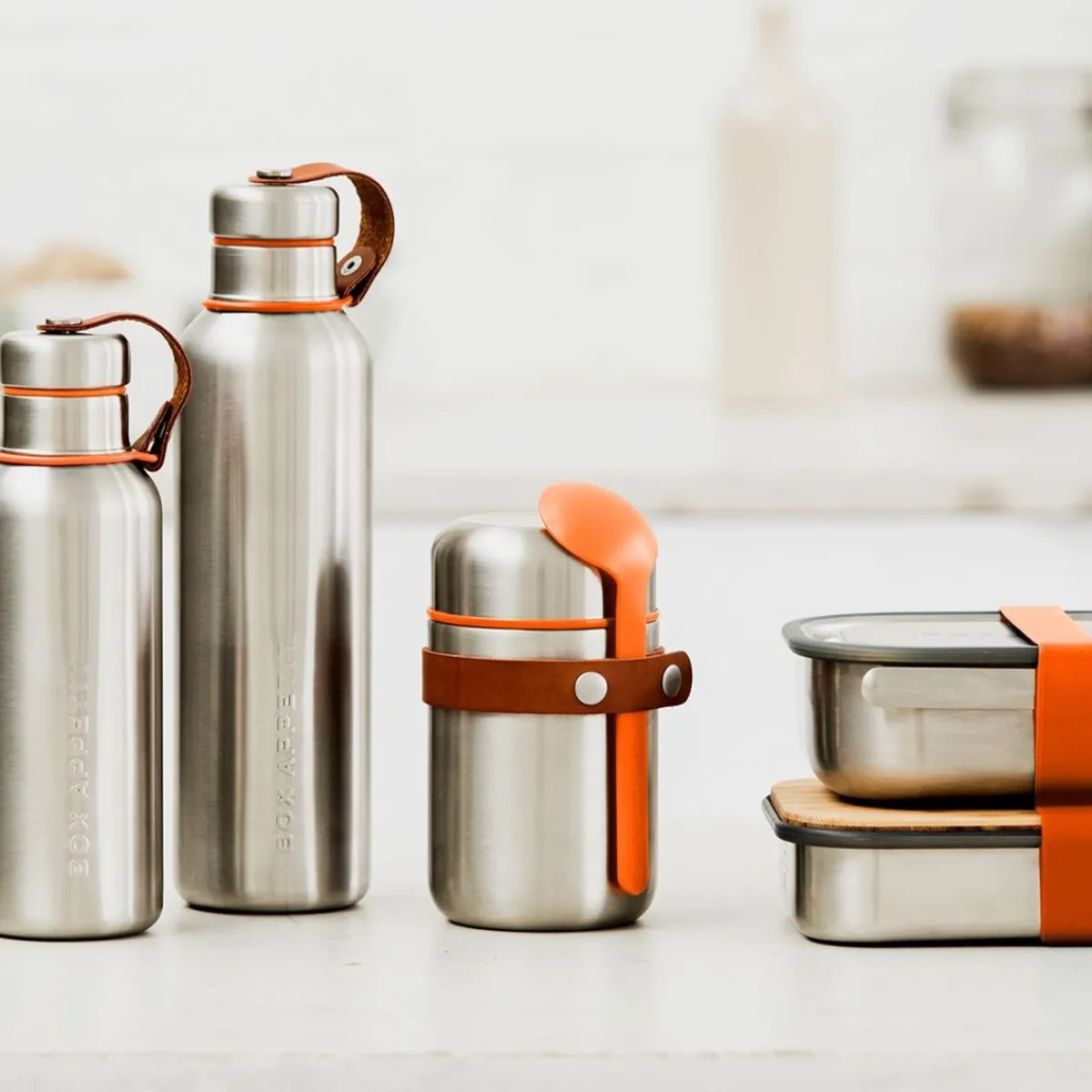 BLACK+BLUM Lunchbox Orange Stalowy Na Kanapke L 19X13,5X7,5 Cm