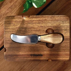 HOMLA Maselniczka Mooka Porcelanowa Z Nozykiem I Akacjowa Pokrywka Czarna 11X16 Cm