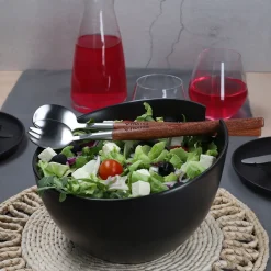 HOMLA Misa Mooka Do Salat Ceramiczna Z Przyborami Czarna 24 Cm