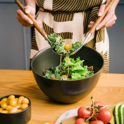HOMLA Misa Mooka Do Salat Ceramiczna Z Przyborami Czarna 24 Cm