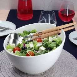 HOMLA Misa Mooka Do Salat Ceramiczna Z Przyborami Biala 24 Cm