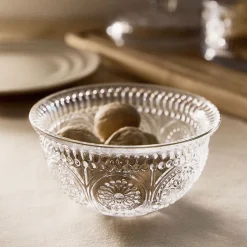 HOMLA Miska Barrel Szklana Wzorzysta Ze Zlotym Rantem 13X6 Cm