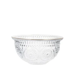 HOMLA Miska Barrel Szklana Wzorzysta Ze Zlotym Rantem 13X6 Cm