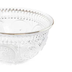 HOMLA Miska Barrel Szklana Wzorzysta Ze Zlotym Rantem 13X6 Cm