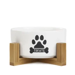 HOMLA Miska Treats Dla Psa M Z Bambusowa Podstawa 16X10 Cm