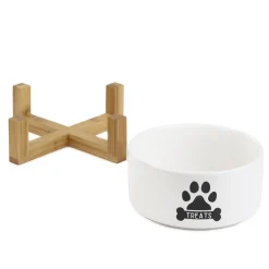 HOMLA Miska Treats Dla Psa M Z Bambusowa Podstawa 16X10 Cm