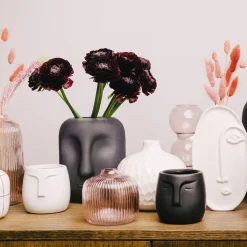 HOMLA Oslonka Na Doniczke Face Czarna 10X11 Cm