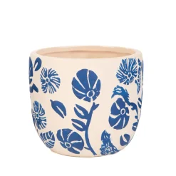 HOMLA Oslonka Na Doniczke Grace Z Granatowymi Wytloczeniami 13,5X13,5X12 Cm