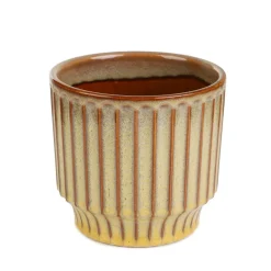 HOMLA Oslonka Na Doniczke Maya Ceramiczna Musztardowa 13,8X13,8X12,8 Cm