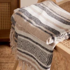 HOMLA Pled Fortuna Ii W Paski Bezowo Czarne 130X170 Cm